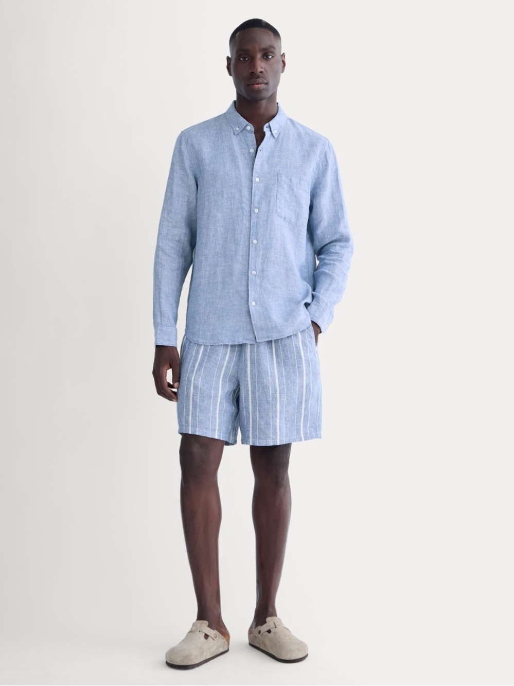 Everlane Light Blue Linen Button-Down Shirt - Men's sz S - Picture 2 of 8